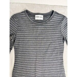Sonnet James A Play Dress Women's Size XS Gray Black Striped Long Sleeve Stretch